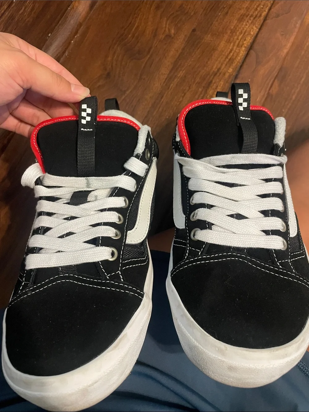 Vans Mens Skate Old Skool 36+ Black White Red Low-Top Skate Sneakers